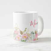 Roze bloemige Moederdag Grote Koffiekop (Voorkant rechts)