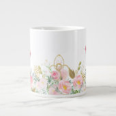 Roze bloemige Moederdag Grote Koffiekop (Voorkant)
