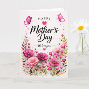 Roze bloemige Moederdagkaart Kaart