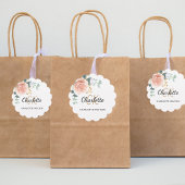 Roze bloemige monogram naam Bruidsdouche Bedankjes Labels