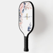 Roze Bloemige Monogram Script Naam Vrouwelijk Pickleball Paddle (Links)
