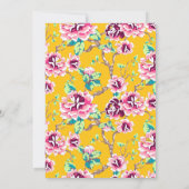 Roze bloemige mosterdgeel 25-jarig jubileumfeestje kaart (Achterkant)