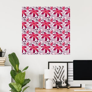 Roze Bloemige Naadloos Patroon   Elegante Waterver Poster