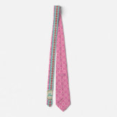Roze & Bloemige Naamlabel & Lint Stropdas (Achterkant)