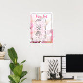 Roze bloemige nagelsalon Prijslijst Menu  Poster (Thuiskantoor)