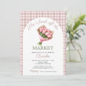 Roze bloemige net van de markt Bruidsdouche Kaart (Staand voorkant)