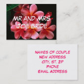 Roze bloemige Nieuw huis adreskaarten Visitekaartje (Voorkant / Achterkant)