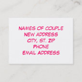 Roze bloemige Nieuw huis adreskaarten Visitekaartje (Achterkant)