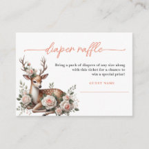 Roze bloemige oh hertje babyshower luiers-raffle