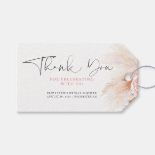 Roze bloemige pampagras Boho dank je wel Cadeaulabel