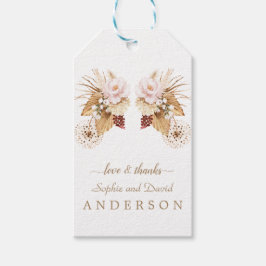 Roze Bloemige Pampagras Gedroogde Palmbladeren Bru Cadeaulabel