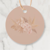 Roze Bloemige Pampagras Script Bruiloftsborrel Bedankjes Labels (Achterkant)