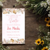 Roze Bloemige Pampas Bruiloftsdouche Kaart