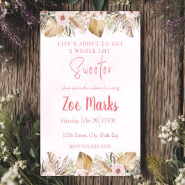 Roze Bloemige Pampas Bruiloftsdouche Kaart