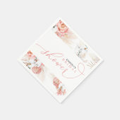Roze bloemige Pampasgras Any Shower Servetten (Hoek)