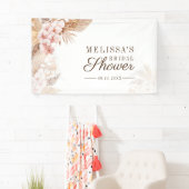 Roze bloemige Pampasgras Boho Bruiloftsborrel Spandoek (Insitu)