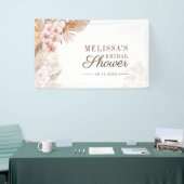 Roze bloemige Pampasgras Boho Bruiloftsborrel Spandoek (Beurs)
