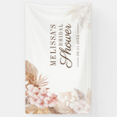 Roze bloemige Pampasgras Boho Bruiloftsborrel Spandoek (Verticaal)