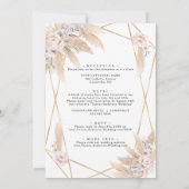 Roze bloemige Pampasgras Goud All In One Trouwen  Kaart