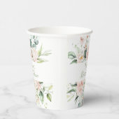 Roze Bloemige Persoonlijke Elegante Bruids-Shower Papieren Bekers (Rechts)