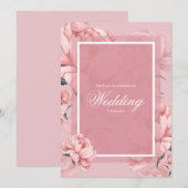 Roze bloemige pioen bloem bruiloft dank je kaart (Voorkant / Achterkant)