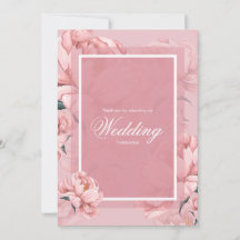 Roze bloemige pioen bloem bruiloft dank je kaart