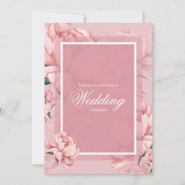 Roze bloemige pioen bloem bruiloft dank je kaart