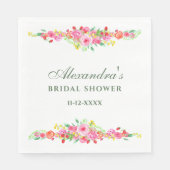 Roze Bloemige Pioen Bruidsdouche Servet (Voorkant)