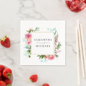 Roze Bloemige Pioen Personalized DIY Bruiloft Servet (Insitu)
