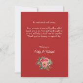Roze bloemige pioenrood moderne Chinese bruiloft Bedankkaart (Achterkant)