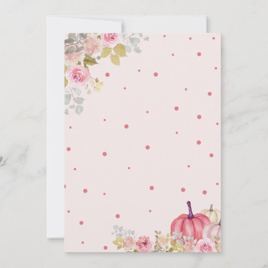 Roze bloemige pompoen 2e verjaardagsfeestje kaart (Achterkant)
