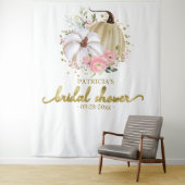 Roze Bloemige Pompoen Herfst Bruidsfeest Achtergro Wandkleed (In situ)