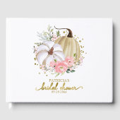 Roze Bloemige Pompoen Herfst Bruidsfeest Gastboek Gastenboek (Voorkant)