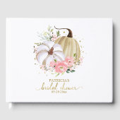 Roze Bloemige Pompoen Herfst Bruiloft Gastboek Gastenboek (Voorkant)