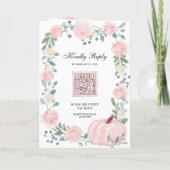 Roze Bloemige Pompoen QR Code Trouwen (Achterkant)
