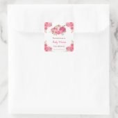 Roze Bloemige Pompoenen Baby Shower Vierkante Sticker (Tas)