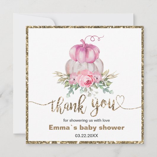 Roze bloemige pompoenen Herfst bedankt (Voorkant)