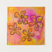 Roze Bloemige Pop Wandkleed (Voorkant (horizontaal))