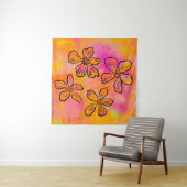 Roze Bloemige Pop Wandkleed (In Situ (horizontaal))