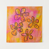 Roze Bloemige Pop Wandkleed (Voorkant)