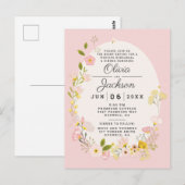 Roze bloemige postkaart proefdineraanvraag (Voorkant / Achterkant)