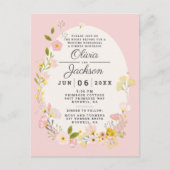 Roze bloemige postkaart proefdinersuitnodiging (Voorkant)