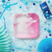 Roze Bloemige Print Papieren Bord (Feest)