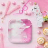 Roze Bloemige Print Papieren Bord (Feest)