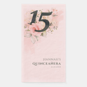 Roze bloemige Quinceanera 15e verjaardagsfeestje Servet