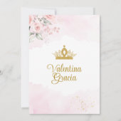 Roze bloemige Quinceañera uitnodiging (Achterkant)