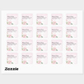Roze Bloemige Retouradres Sticker (Vel)