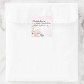 Roze Bloemige Retouradres Sticker (Tas)