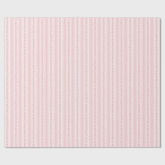 Roze bloemige retro  strepenpatroon cadeaupapier (Vlak)