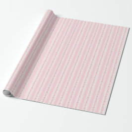 Roze bloemige retro strepenpatroon cadeaupapier